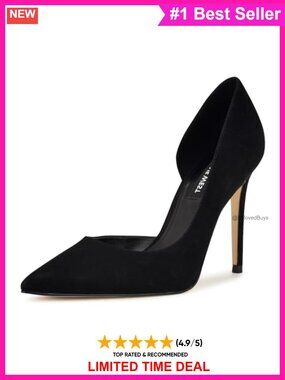 Suede Pointed Toe Stiletto Pump Slip-On Heels for Work Evening Events